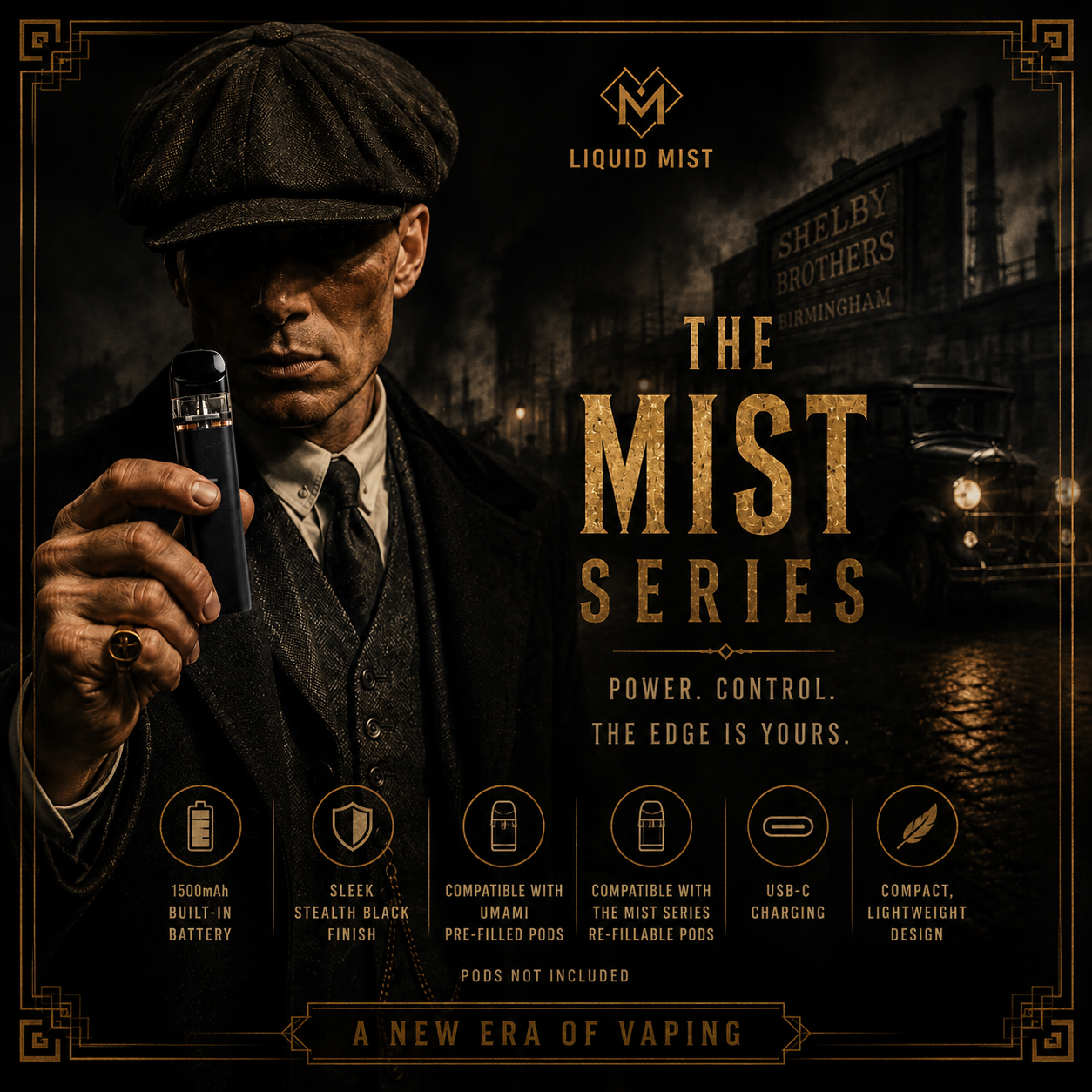 THE MIST SERIES VAPE POD KIT BLACK  Liquid Mist Ltd